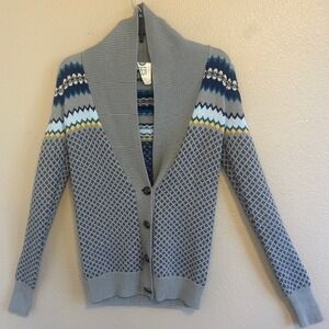 Roxy Button Up Cardigan Sweater Cotton Acrylic Blend XS Gray Long Sleeve
